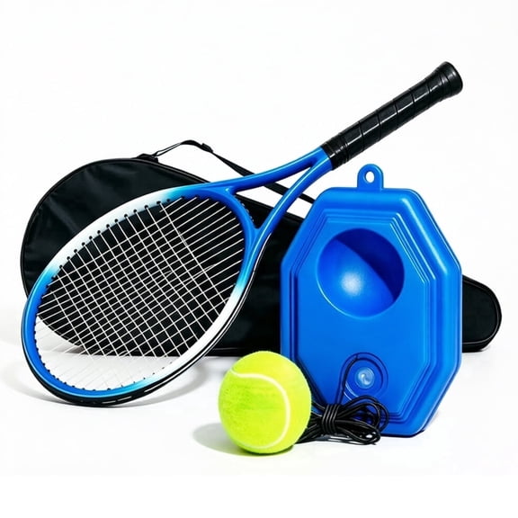 DGZFOLOO Tennis Racket Training Set for Beginners Teens Adults, Aluminum Solo Practice Racquet 27in with Water-Filled Rebound Base, Ball and Carry Bag