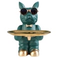 thumbnail image 3 of Estatua de escultura de perro con bandeja y llavero para pasillo, mesa, sala de estar y hogar. B-Verde, 3 of 4