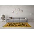 thumbnail image 3 of Ahgly Company Machine Washable Indoor Rectangle Medallion Yellow Traditional Area Rugs, 4' x 6', 3 of 4