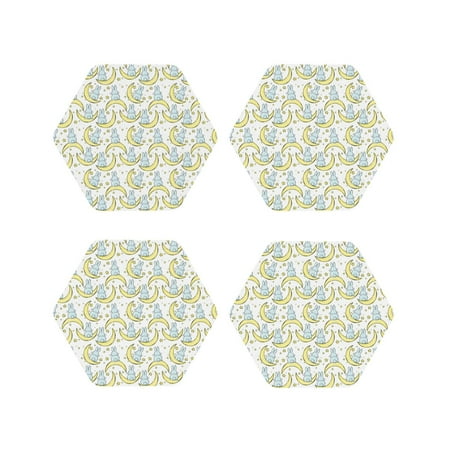 

Tideii Moon And Rabbit for Leather Coasters 4 Pieces Anti-fouling and Anti-scalding Decorative Coasters Suitable for Restaurants Kitchens Coffee Shops-Hexagon