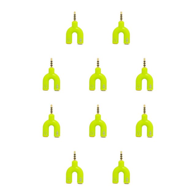 Sidaley Divisor de audio de 3,5 mm 2 en 1 Interfaz de conector estéreo conveniente Convertidor de sonido externo Accesorios de micrófono verde verde 10piezas