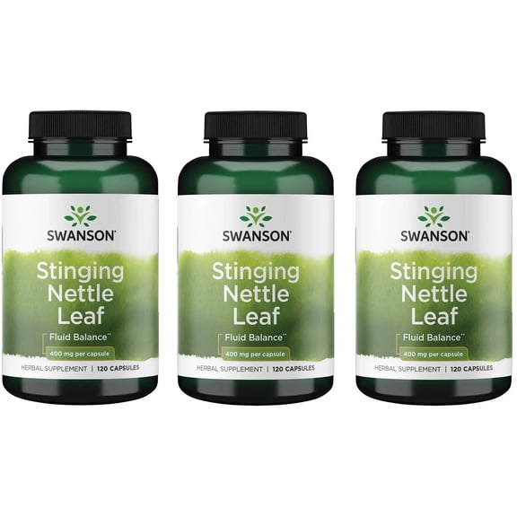 Swanson Stinging Nettle Leaf (Urtica Dioica) - Herbal Supplement Promoting Urinary Tract & Respiratory Health Support - May Support Healthy Fluid Balance - (120 Capsules) (3 Pack)