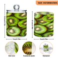 thumbnail image 3 of WOBOGO Kiwi Fruit Pattern Transparent Plastic Jar 4pcs Cotton Swabs Balls Pads Floss Stick Dispenser Bathroom Vanity Storage Organizer, 3 of 7