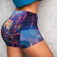thumbnail image 5 of Yiaed Taxi Colorful Town Print Women's Athletic Shorts Running Shorts Sporty Short High Waisted Elastic Workout Shorts for Yoga Gym Running & Sports -Small, 5 of 8