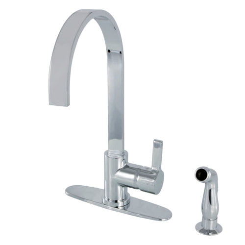 Gourmetier LS8718CTLSP Continental 8" Centerset Single-Handle Kitchen Faucet with Side Sprayer, Satin Nickel
