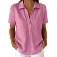 thumbnail image 2 of Women's Casual Loose Plain V-Neck Pullover Top for Everyday Wear, 2 of 7