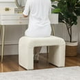 thumbnail image 5 of Modern Ottoman Foot Rest, Tufted Square Ottoman, Small Vanity Chair Footstool, Plush Beige Fabric Cube Ottomans for Entryway, Living Room, Bedroom, 5 of 17
