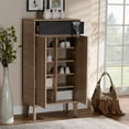thumbnail image 3 of Baxton Studio Fella Armoire à Chaussures Deux Tons Chêne Brun et Gris Foncé, 3 of 9