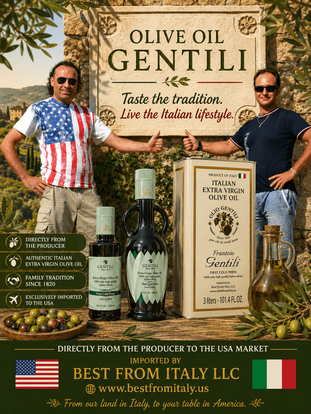Extra Virgin Olive Oil - Gentili - Amphoras bottle 500ml