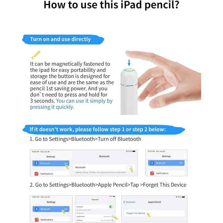 Zyerch Stylus Pen for iPad 10th 9th Gen, Fast Charging, Palm