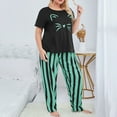 thumbnail image 2 of XIYON Women's Pajama Set Plus Size Pajamas Short Sleeve Tee And Striped Pants Sets Soft Sleepwear Loungewear, 2 of 6