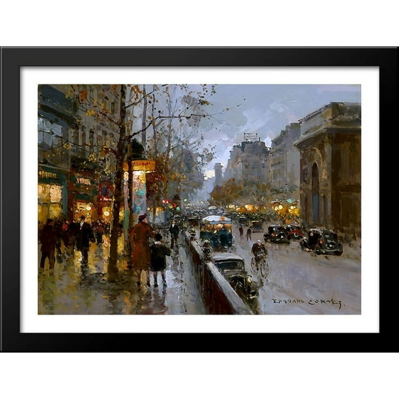 St.Martin 34x28 Large Black Wood Framed Print Art by Edouard Cortes