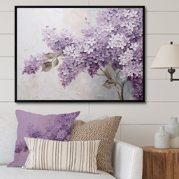 Designart "Dreamscape Of Beautiful Lilacs" Lilacs Floater Framed Wall Decor