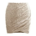 thumbnail image 6 of CharmCyan Sequin Mini Skirt for Women Ruched Bodycon Wrap Design Shimmer Party Casual Stretchy Slim Fit Skirt Above Knee Length Champagne S, 6 of 6