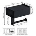 thumbnail image 2 of Toallero de papel Soporte de papel higiénico de acero inoxidable negro con dispensador de toallitas, soporte para teléfono móvil para baño con estante de almacenamiento de toallitas para mantener tus iKayaa  Toallero de papel, 2 of 7