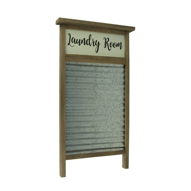 Direct International Wood and Metal Vintage Washboard Laundry Room Wall
