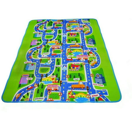 City Play Carpet Toddler Rugs,Kids Carpet Play mat Rug City Life-Play, Learn and Have Fun Safely - Kids Baby, Children Educational Road Traffic Play Mat, For Bedroom Play Room Game Safe Area ()