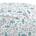 thumbnail image 3 of Whales Pouf Cover with Zipper, Continuous Marine Themed Pattern with Sharks Little Fish and Submarines, Soft Decorative Fabric Unstuffed Case, 30" W X 17.3" L, Indigo White Sea Blue, by Ambesonne, 3 of 5