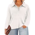 thumbnail image 2 of cfhntfmh Sweatshirt for Women Trendy Half Zipped Collared Solid Color Basic Tops Oversized Long Sleeve Fall Pullovers, 2 of 6