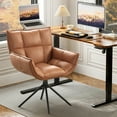 thumbnail image 5 of TEWLOSS Swivel Accent Chair Faux Leather Armchair with Metal Legs, Light Brown, 5 of 9