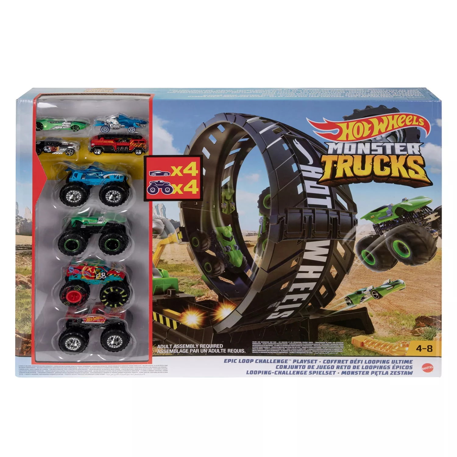 Hot Wheels Monster Trucks popular T-Rex Volcano Playset with 1:64 Scale