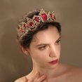 thumbnail image 4 of Joyas de boda europeas y americanas, corona de diamantes de imitación vintage, accesorios para el cabello de cumpleaños de princesa, corona de novia de cristal rojo de lujo de palacio, 4 of 6