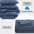 thumbnail image 4 of King Size Comforter Set Washed - 7 Pieces King Size Bed in A Bag, Bedding Sets with Comforters, Sheets, Pillowcases & Shams - Navy, 4 of 8
