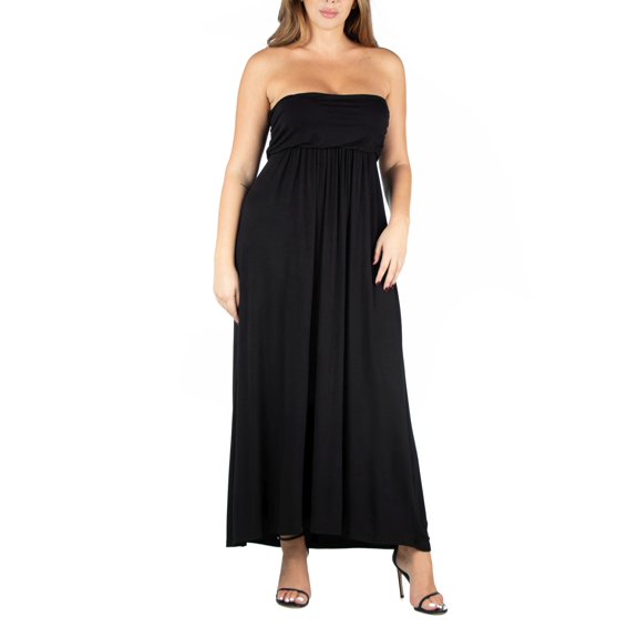 Plus Size Strapless Maxi Dress Pink 1X