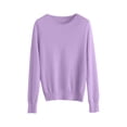 thumbnail image 5 of Women's 100% Merino Wool 2024 Fall Winter First-Line Ready to Wear Long Sleeve Seamless Knit Crewneck Sweater Light Purple L, 5 of 9