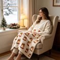 thumbnail image 6 of Christmas Print Throw Blanket, Festive Holiday Pattern Cover, Soft Cozy for Sofa Couch Bed Home Decor, 6 of 7