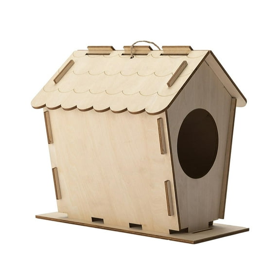 Colaxi House Unfinished Bird Nest Homes Decor Outside Yard Wooden Hut for Parrot Robins Sparrows Cardinals Cage