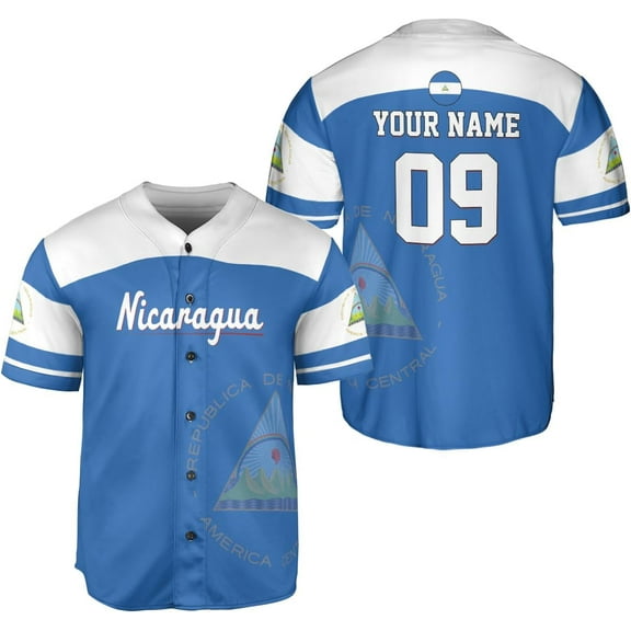 Personalized Nicaragua Baseball Jersey, Custom Nicaragua Baseball Jersey for Men & Women, Nicaraguan Camisas Shirt (S)