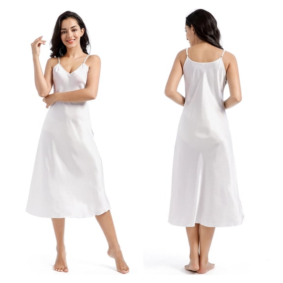 Satin Nightgown for Women Silk Sleepwear Lingerie V Neck Slip Dress Sexy Long Nightdress Negligee Soft Smooth Comfortable Nightgowns Bridesmaid Pajamas Robes