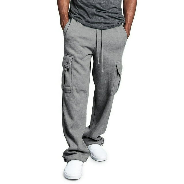 Men Cargo Pants Clearance Fall and Winter Multi Pocket Christmas Gift Solid Navy Pants for Men Size 2XL