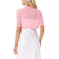 thumbnail image 3 of INSPIRE CHIC Casual Short Sleeve Mesh Sheer Shrug for Women's Open Front Cropped Cardiga Bolero M Pink, 3 of 6