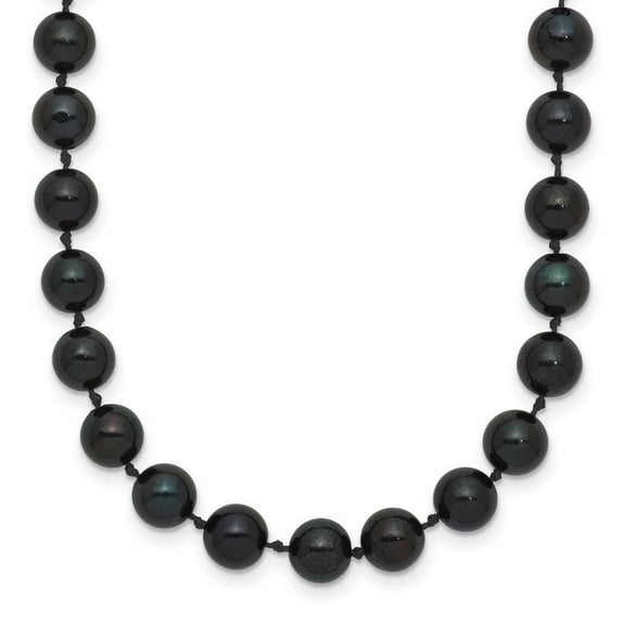 14k Yellow Gold Pearl clasp 6 6.5mm Black Akoya SW Freshwater Cultured Pearl Necklace 18 Inch - Pendant Necklace for Wom