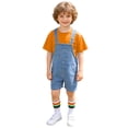 thumbnail image 6 of LRen Overalls for Girls Size 10-12 Summer Denim Shortsalls+ Solid Color Top+Socks 3Piece Set Loose Fit Cotton Daily Wear Stretchy Denim Rompers With Pockets, 6 of 7