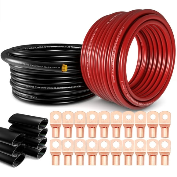 1/0 Gauge Wire(20ft Each - Red/Black) Copper Clad Aluminum CCA - Primary Automotive Wire,Car Amplifier Power & Ground Cable, Battery Cable for Car Au