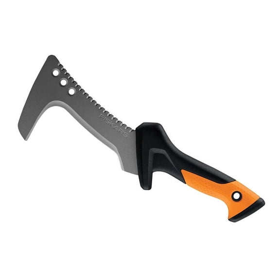 Fiskars 13" Billhook Knife, Serrated Steel Blade Garden Tool with Softgrip Handle, Orange and Black