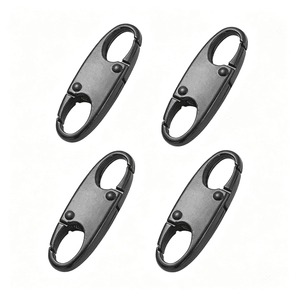 BZCOE Zipper Pull Replacement,Zipper Clips,Premium Zipper Lock for Travel,Small Carabiner Clips for Camping,Zipper Clips Anti Theft 4Pcs Black