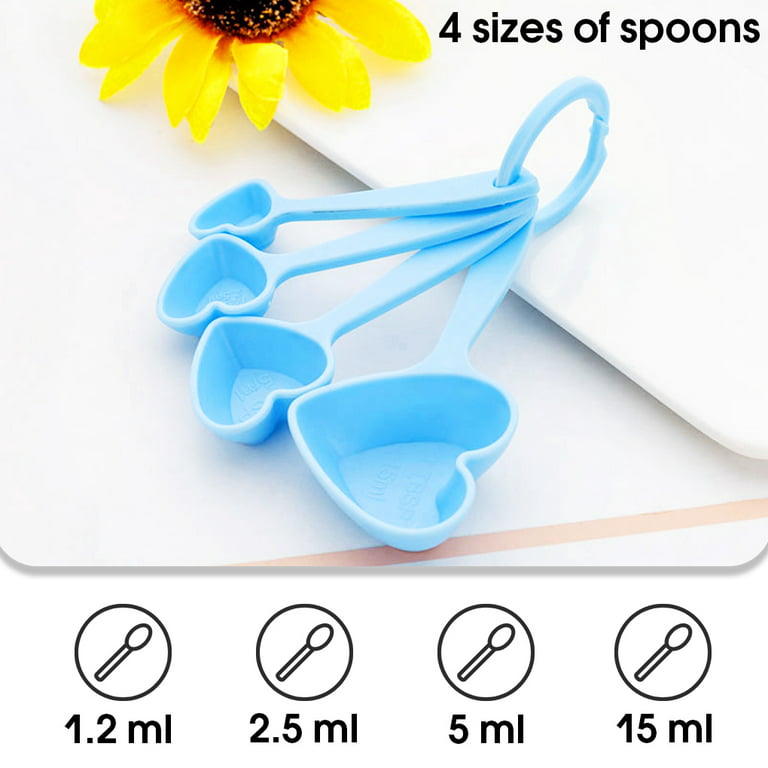 Sonceds 4Pcs Measuring Spoon Heart Shaped Scoop Scale Portable Cake Baking  Cup Pepper Multifunctional Kitchen Measurement Gadgets 