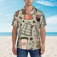 thumbnail image 2 of Qekee Coffee Makers Macaroons Chocolate Print Men's Short Sleeve Hawaiian Shirt, Classic Button-Down Beach Shirt, Casual Summer Shirt with Chest Pocket,Medium, 2 of 7