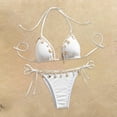 thumbnail image 2 of Arnsht Women's Shell Decoration Triangle Split High Waist Bikini Bathing Suit Halter High Waist Summer Swimsuit Bikinis Set White S, 2 of 6