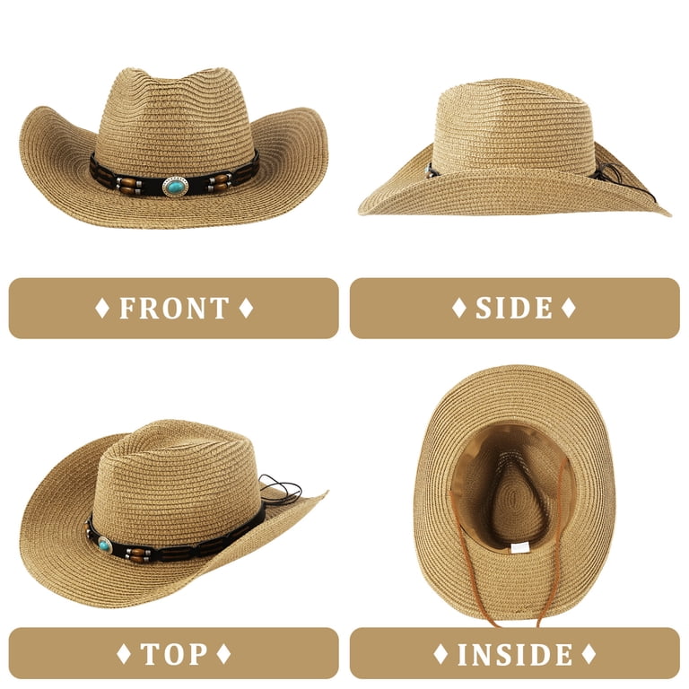 Wowstyle Cowgirl Hat, Wide Brim Straw Cowboy Hat for Women  display picture 3