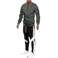 thumbnail image 5 of JLFKNG Mens Casual Street Running Teenagers Jacket Stitching Printed Trousers Suit Two Piece Lounge Summer Sets, 5 of 5