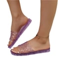 thumbnail image 3 of Willtoo Jelly Sandals for Women Colorful Jelly Flats Platform Water Slides Slip on House Slippers Wide Round Toe Lightweight Breathable No Slip Sandals, 3 of 5