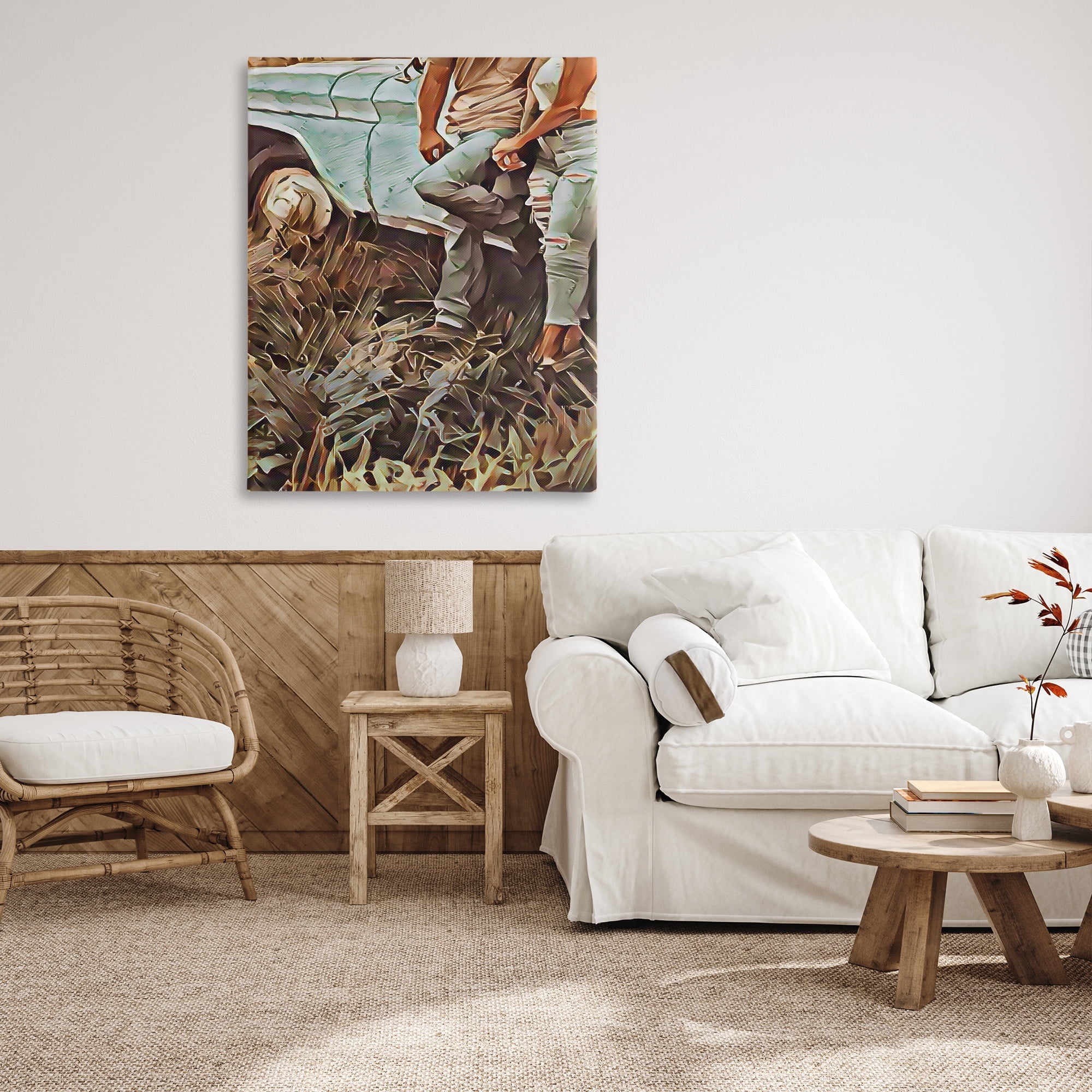 Stupell Industries Country Couple & Car Transportation Painting Gallery Wrapped Canvas Art Print Wall Art, 36 x 48