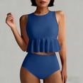 thumbnail image 7 of nerohusy Women Two Piece Swimsuit Tankini Ruffle Tank Top Bathing Suits Full Coverage Swim Suits with High Waisted Bottoms,Blue,L, 7 of 7