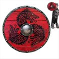 thumbnail image 2 of Madera Pintada Vikingo Medieval Redondo Adulto Soldado Armadura Disfraz Cosplay Batalla Decorativa Halloween Shied 30cm, 2 of 6