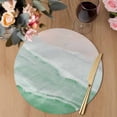 thumbnail image 3 of Green Coastal Wave Round 13 Inch Placemats Set of 8, Summer Modern Ocean Beach HeatResistant Non Slip Place Mats for Dining Table, Wipeable Braided Kitchen Table Mats for Housewarming, 3 of 9